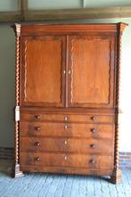 Prachtig antiek mahonie houten biedermeier kabinet, kast.