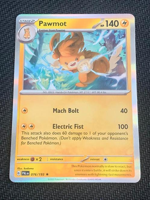 Pawmot Holo 076/193 Paldea Evolved Boosterfresh!, Hobby en Vrije tijd, Verzamelkaartspellen | Pokémon, Nieuw, Losse kaart, Foil