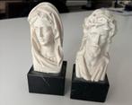 Set van 2 handgesneden albasten Madonna en Jezus, Antiek en Kunst, Kunst | Beelden en Houtsnijwerken, Ophalen of Verzenden