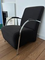 Mooie zitstoel fauteuil WOOOD met chroom antraciet stof, Huis en Inrichting, Fauteuils, Ophalen, Metaal, 75 tot 100 cm, Zo goed als nieuw
