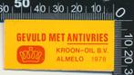 Sticker: Kroon Oil - Gevuld met Antivries - Almelo, Verzamelen, Stickers, Verzenden, Zo goed als nieuw, Auto of Motor