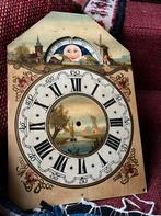 Antieke Metalen Plaat van Klok met Beschilderde Afbeeldingen, Antiek en Kunst, Antiek | Klokken, Ophalen of Verzenden