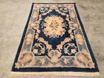 Handgemaakt oriental wol Aubusson tapijt blue 121x198cm, Gebruikt, 150 tot 200 cm, Rechthoekig, Crème