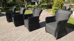 Set van 4 mooie zwarte wicker tuinstoelen, Ophalen, Gebruikt, Aluminium