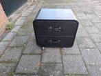 Leuke design ladekast/nachtkast met (kunst)leer en 2 laden, Ophalen, Gebruikt, 1 of 2 laden, 50 tot 100 cm