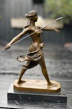 Bronzen Amazoonse strijder (Diana) gesigneerd zuiver brons, Ophalen of Verzenden