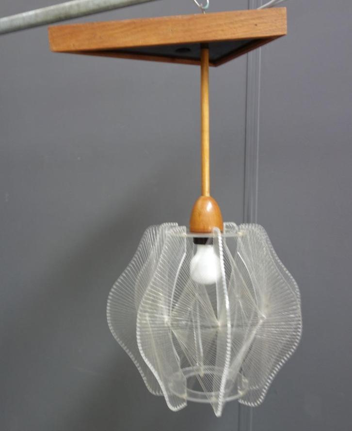 60 jaren hang lamp Paul Secon plexiglas verweven nylon draad, Huis en Inrichting, Lampen | Hanglampen, Gebruikt, Minder dan 50 cm