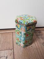 Oud theeblik bloemen met inhoud van elite tins, Verzamelen, Blikken, Ophalen of Verzenden, Zo goed als nieuw, Thee, Overige merken
