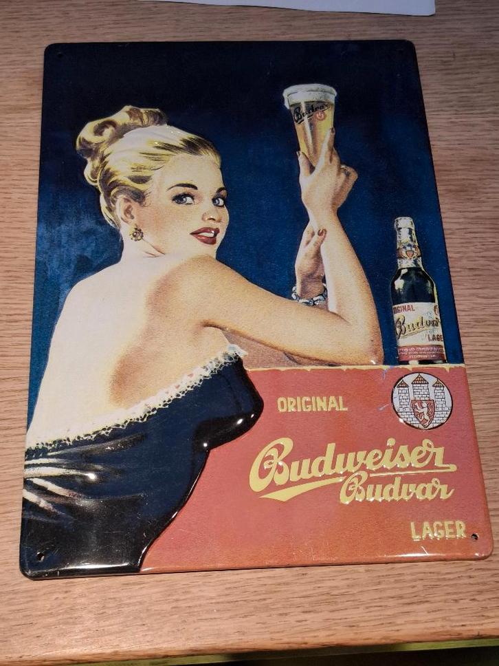 reclamebord Budweiser Budvar, Verzamelen, Biermerken, Nieuw, Reclamebord, Plaat of Schild, Overige merken, Ophalen of Verzenden