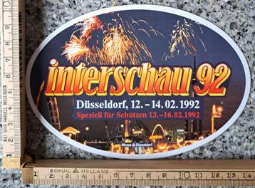Vintage sticker Vuurwerk Interschau92 Düsseldorf  beschikbaar voor biedingen