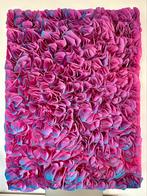 Roze met blauw abstract bloemen schilderij, Antiek en Kunst, Kunst | Schilderijen | Abstract, Ophalen of Verzenden