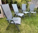 4 aluminium tuinstoelen opklaapbaar, rugleuning verstelbaar, Tuin en Terras, Tuinstoelen, Ophalen, Zo goed als nieuw, Aluminium