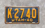 Kentekenplaat 1940 Utah USA Nummerplaat Nummerbord, Verzamelen, Ophalen of Verzenden, Gebruikt, Auto's