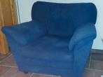 Bankstel met blauwe stoffen bekleding, Huis en Inrichting, Fauteuils, Ophalen, Gebruikt