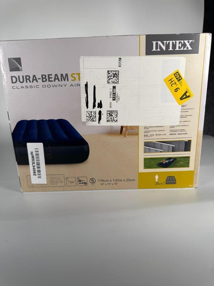 Intex Dura‑Beam Standard Classic Downy air mattress – , Caravans en Kamperen, Luchtbedden, Zo goed als nieuw, 1-persoons, Ophalen of Verzenden
