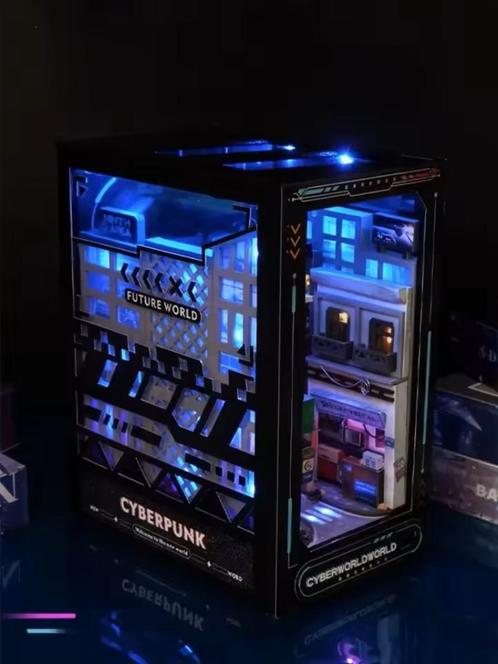 DIY Book Nook 3D Puzzle – Cyberpunk World Miniature Kit, Hobby en Vrije tijd, Knutselen, Nieuw, Knutselwerk, Ophalen of Verzenden