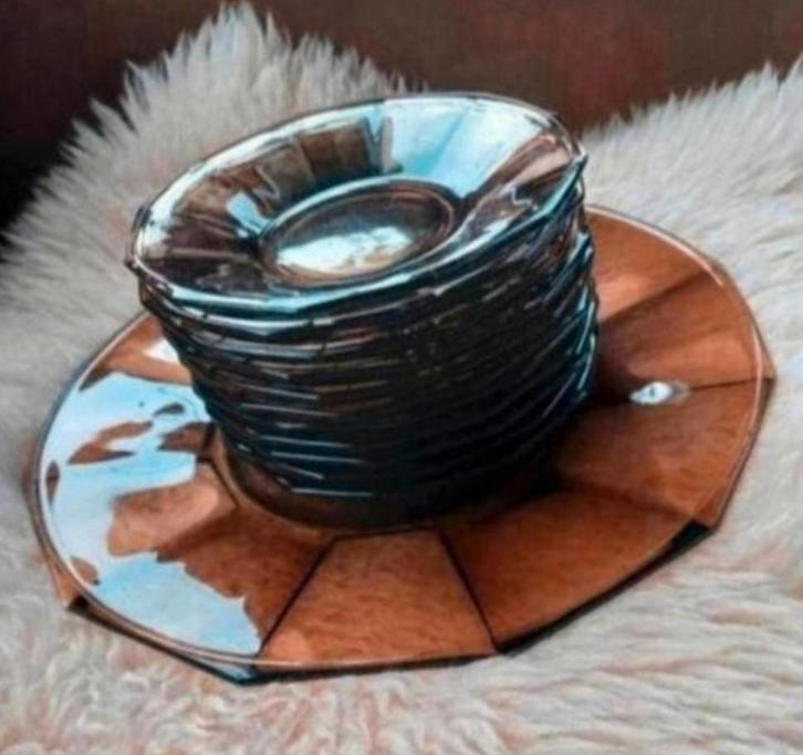 Art Deco Rookglas Gebaksstel., Antiek en Kunst, Antiek | Glas en Kristal, Ophalen of Verzenden