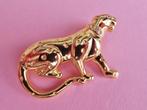 jwg Vintage 70s 80s luipaard panter kat broche goud verguld, Verzenden, Overige materialen, Broche, Verguld
