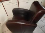2x Fauteuil als nieuw bruin leer, Ophalen, Minder dan 50 cm, Zo goed als nieuw, Leer