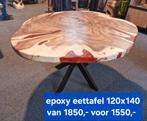 Unieke epoxy eettafel! Suar boomstam blad rond 120x140x78 cm, Industrieel suar interieur, Info@industrieel-suar-interieur.nl, Overige materialen