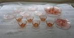 Art deco rosé glazen persglas., Ophalen