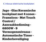 Keramische kookplaat, Minder dan 85 cm, Keramisch, Zo goed als nieuw, 4 kookzones