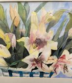 Aquarel Schilderij Lelies gesigneerd, Antiek en Kunst, Kunst | Schilderijen | Klassiek, Ophalen of Verzenden