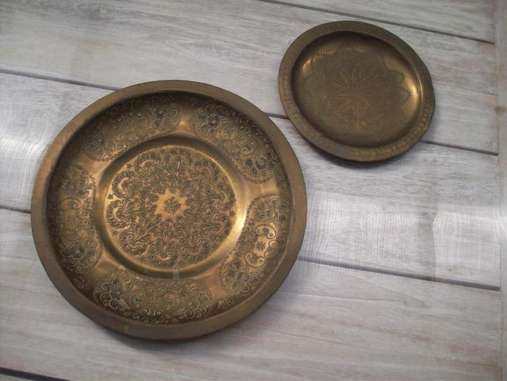 2massieve  geel koper antique mooie schalen., Antiek en Kunst, Antiek | Koper en Brons, Koper, Ophalen of Verzenden