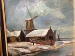 Olieverfschilderij met molen, Ophalen of Verzenden