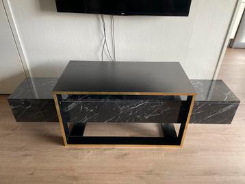 Tv-meubel - Zwart/wit marmer & goud look beschikbaar voor biedingen