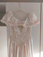 Roomwitte trouwjurk in glanszijde, Kleding | Dames, Ophalen of Verzenden, Zo goed als nieuw, Wit, Trouwjurk