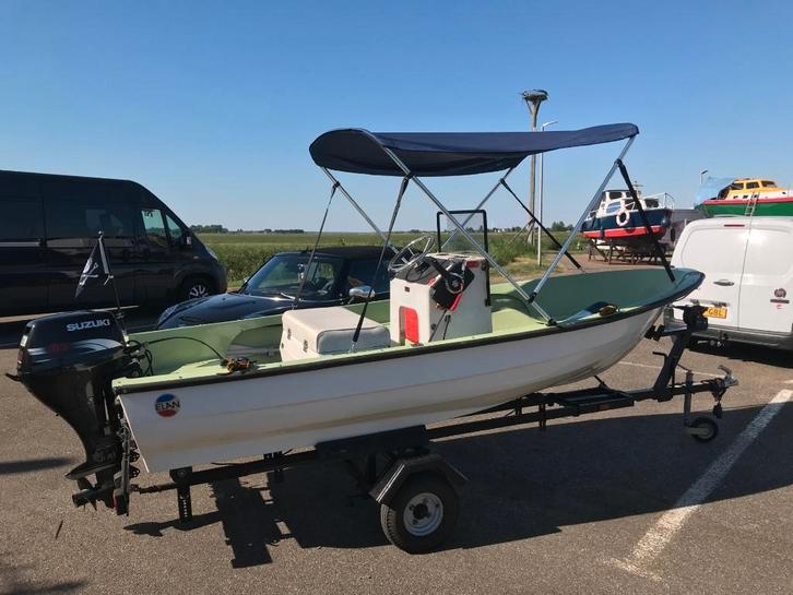 console boot vis boot kanteltrailer suzuki 4 tact Elan top !, Watersport en Boten, Vis- en Consoleboten, Zo goed als nieuw, Tot 10 pk