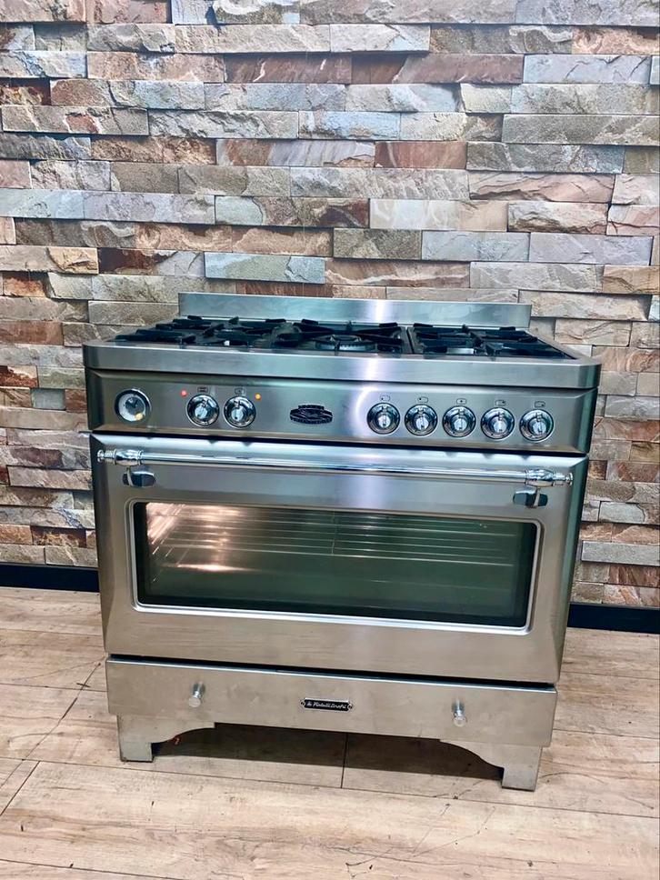 Luxe Fratelli Onofri 5 pits Fornuis RVS multifunctioneel 90, Witgoed en Apparatuur, Fornuizen, Zo goed als nieuw, Vrijstaand, Gas