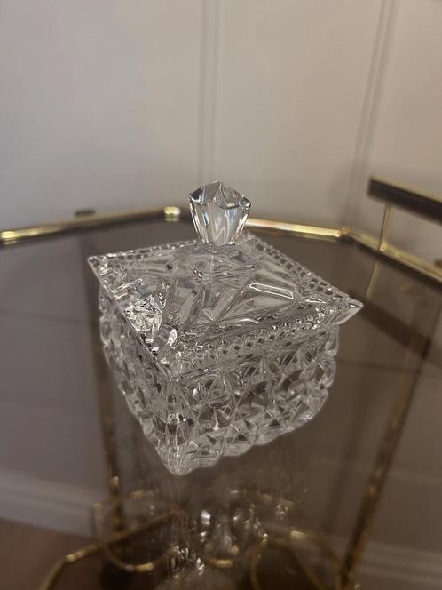 Vierkant kristallen suikerpotje, Antiek en Kunst, Antiek | Glas en Kristal, Ophalen of Verzenden