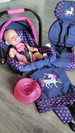 Baby born met maxi cosi/autostoeltje en draagzak, Kinderen en Baby's, Speelgoed | Poppen, Ophalen, Gebruikt, Babypop