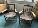 Houten stoelen met rieten zitting, twee stuks, Ophalen, Gebruikt, Bruin, Twee