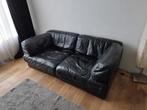 Mooi zwart leren bankstel 185x95x68 sofa couch leather black, Gebruikt, Ophalen