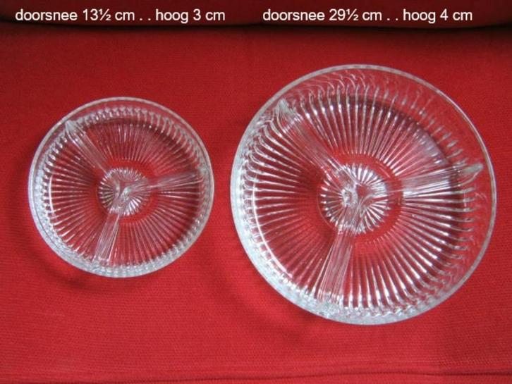 schalen, glas, glazen schalen, schaaltje, 3 vakken / vakjes, Huis en Inrichting, Keuken | Servies, Zo goed als nieuw, Schaal of Schalen