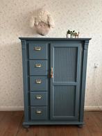 Oudblauwe brocante Meidenkast, Ophalen, Gebruikt, 100 tot 150 cm, Overige houtsoorten