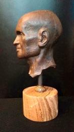 Antiek Romeinse ijzer buste ,kop op marmeren sokkel, Ophalen of Verzenden