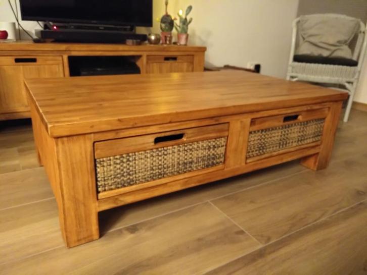 Salontafel, Huis en Inrichting, Tafels | Salontafels, Gebruikt, Minder dan 50 cm, 50 tot 100 cm, 100 tot 150 cm, Rechthoekig, Overige houtsoorten