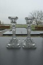 Art Deco persglas kandelaar 2x Vallerysthal Portieux, Verzenden, Glas