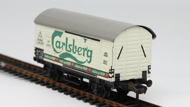Fleischmann H0 2-assige blikken wagon 1213 Carlsberg, Hobby en Vrije tijd, Modeltreinen | H0, Gebruikt, Wagon, Gelijkstroom, Fleischmann