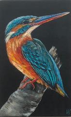 Schilderij ijsvogel op hout, Minder dan 50 cm, Nieuw, Minder dan 50 cm, Schilderij