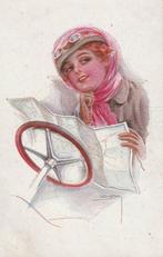 MEISJE IN AUTO TEKN USABA BEGIN 1900 ZEER MOOIE KAART KK995, Verzamelen, Ansichtkaarten | Themakaarten, Ophalen of Verzenden, Voor 1920