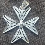 Zilveren Maltezer Kruis Hanger, Ophalen of Verzenden, Zo goed als nieuw, Kruis of Symbool, Zilver