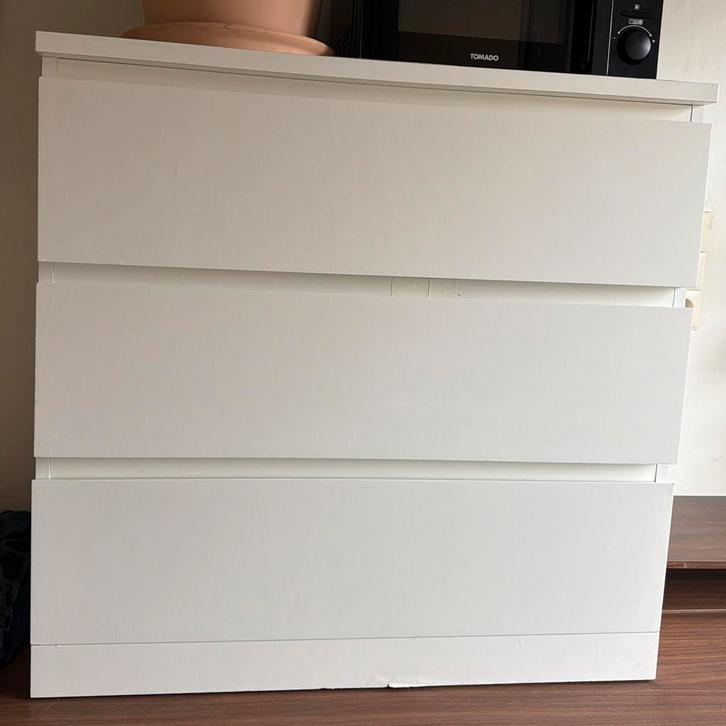IKEA Malm ladekast - Wit, Huis en Inrichting, Kasten | Ladekasten, Gebruikt, 50 tot 100 cm, 25 tot 50 cm, Kunststof, 3 of 4 laden