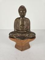 Gautama Boeddha op sokkel, brons, Japan, midden 20e eeuw, Antiek en Kunst, Ophalen of Verzenden