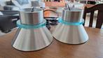 Vintage Hiemstra Evolux hanglamp 2 stuks, Ophalen of Verzenden, Gebruikt, Glas, Minder dan 50 cm
