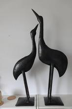 Te koop: Twee bronskleurige metalen vogels, Huis en Inrichting, Ophalen, Gebruikt